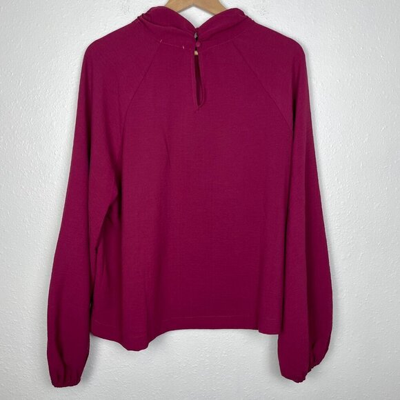 NWOT Evereve Devin Gathered Smocked Mockneck Blouse with Peasant Sleeve Size XL - Picture 7 of 10